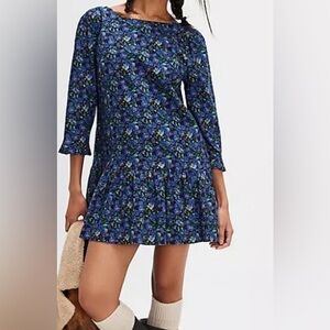 Free People Blue and Purple Ruffled Tiered Sundress NWT Size M Retail$128